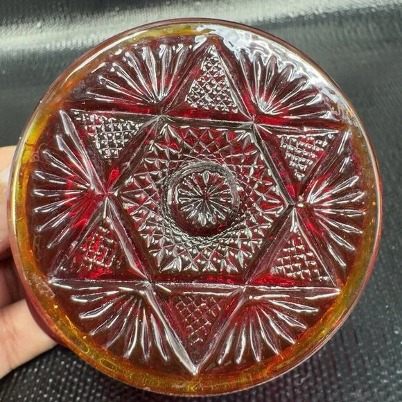 LE Smith Amberina Cadmium UV Glowing Glass Vase Bowl Jack In Pulpit Glass VTG - Picture 9 of 16